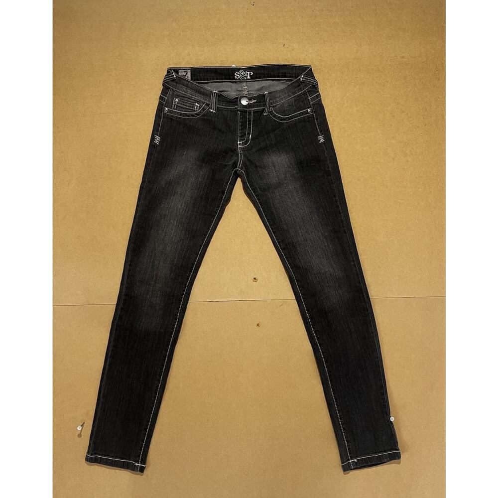 Standards & Practices Y2K Skinny Jeans Dark Wash Contrast Stitch Size 28